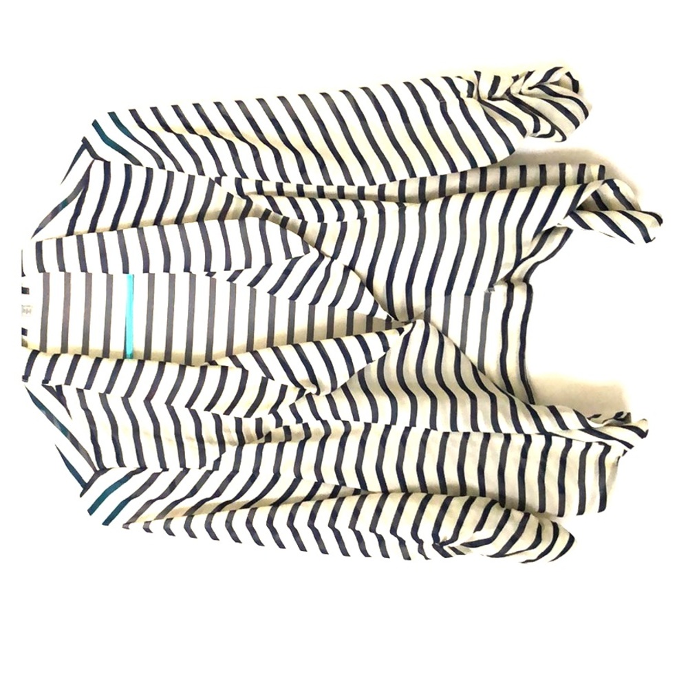 Sheer, 3/4 sleeve navy striped cardi